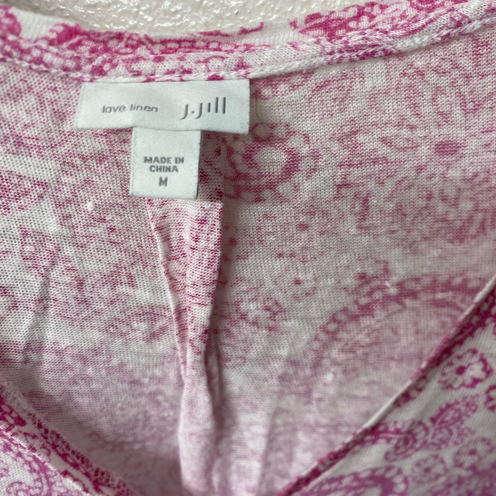 J. Jill Pink to Blue Ombre Paisley Short-Sleeve Tunic Blouse - Picture 5 of 5